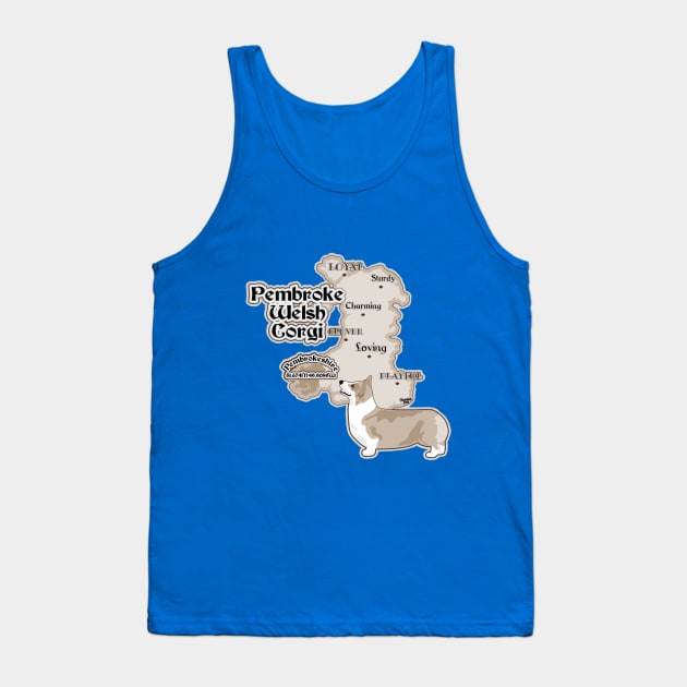 Pembroke Welsh Corgi With Map of Pembrokeshire Tank Top by PB&J Designs